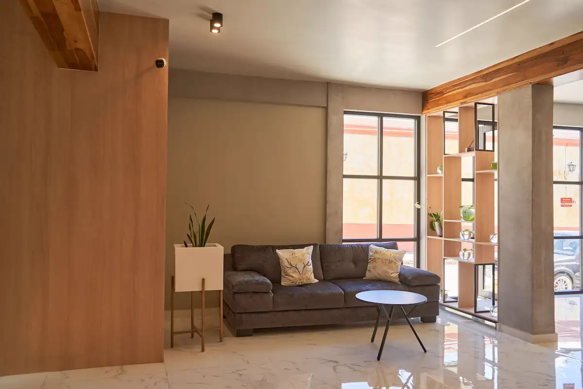 Contemporary hotel lounge
